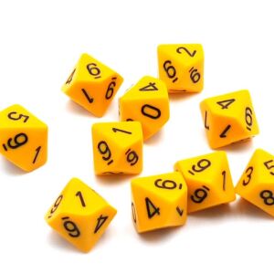 Opaque Polyhedral D10 Set Yellow black