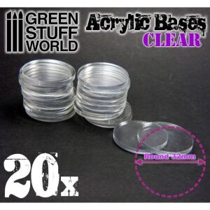 32mm round and clear acrylic bases