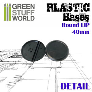 40mm Round Plastic Bases with Lip - Black