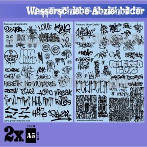 Wasserschiebe Abziehbilder - Z&uuml;ge und Graffiti Mix -...