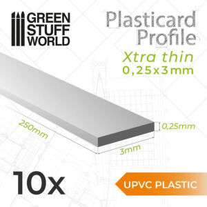uPVC Plasticard - FLACHPROFILE Xtra-dünn 0.25mm x 3mm