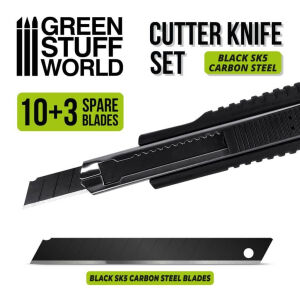 Black Hobby Knife + 10x black Spare Blades