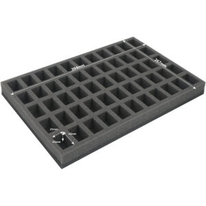 Full-size foam tray for 55 small miniatures on 25mm bases