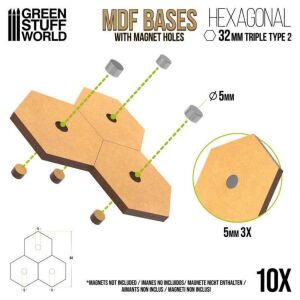 Triple Hex bases 32mm - Type 2