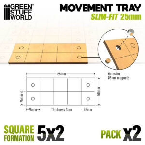 MDF Movement Trays - Slimfit Square 5x2 25mm