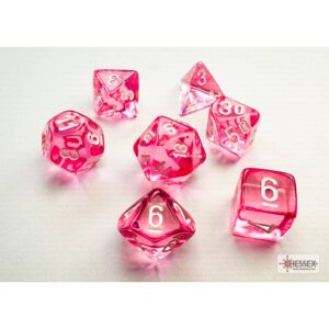 Chessex Translucent Mini-Polyhedral Dice Pink/white 7-Die...